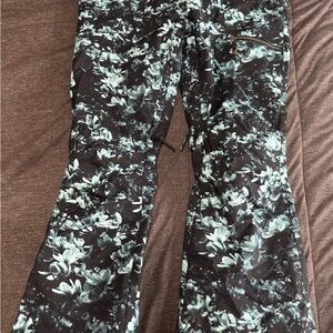Roxy Black & Teal Floral Ski Snow Pants